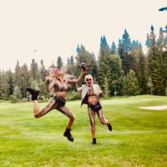 Snake skin print biker set leggings and crop top US S like new - Picture 9 of 9